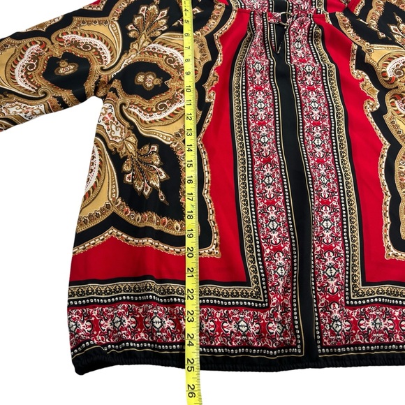 New York And Company 7th Avenue Design Studio Women Printed Blouse XL Black/Red - Picture 5 of 6